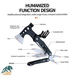 تبر کمپینگ همه کاره + چکش و 12 ابزار مکمل