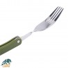 ست قاشق چنگال سه تیکه سبز با دسته پلاستیکی