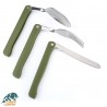 ست قاشق چنگال سه تیکه سبز با دسته پلاستیکی