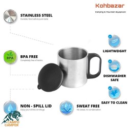 لیوان استیل دو جداره درب دار